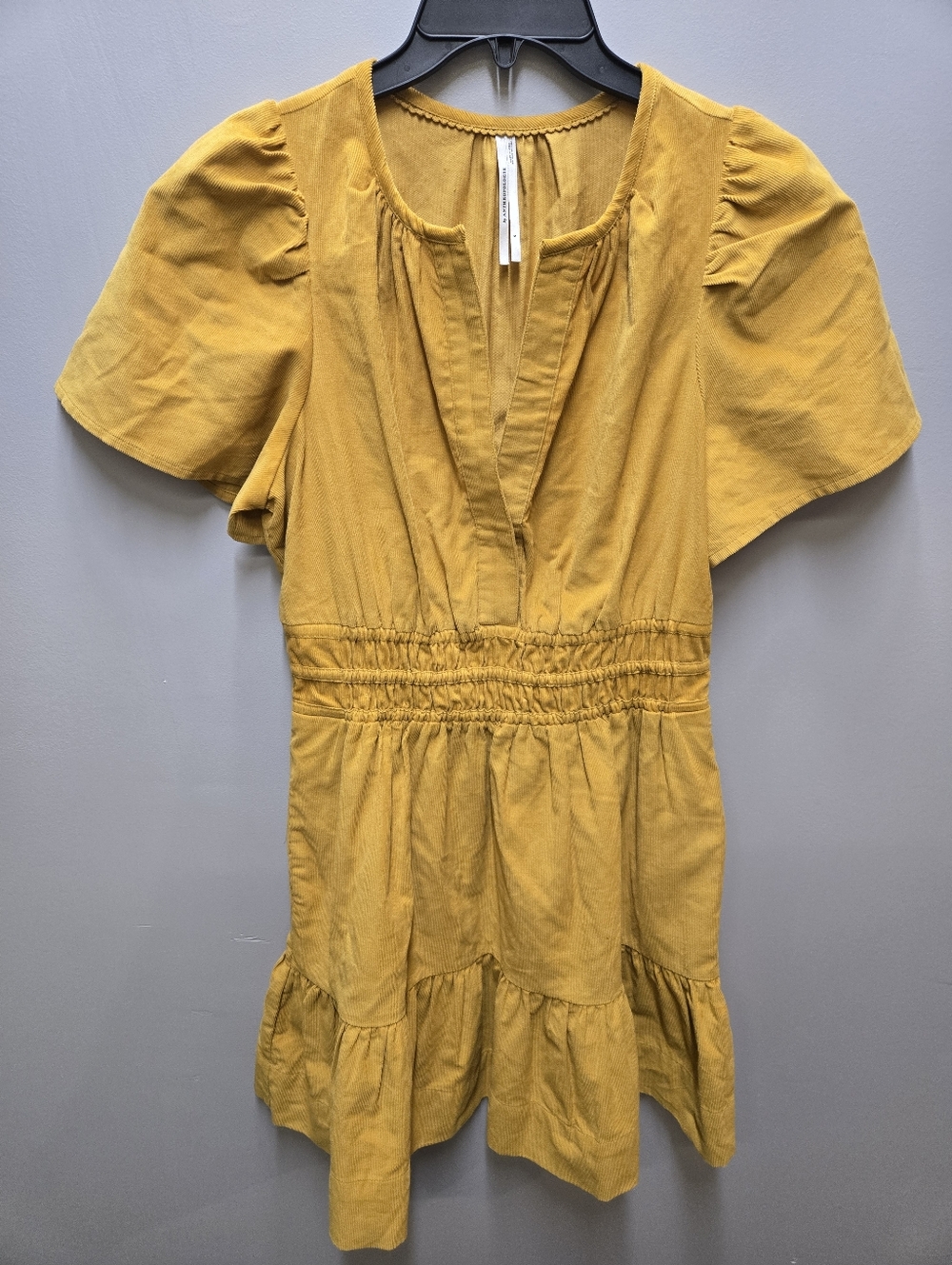 Anthropologie Womens Small Corduroy Yellow Goldenrod Somerset Mini Dress
